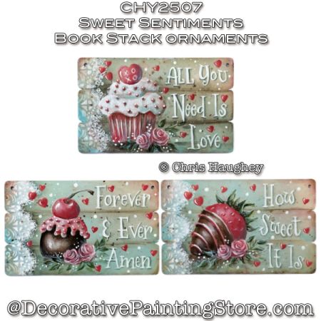 Sweet Sentiments Book Stack Ornaments Painting Pattern - Chris Haughey